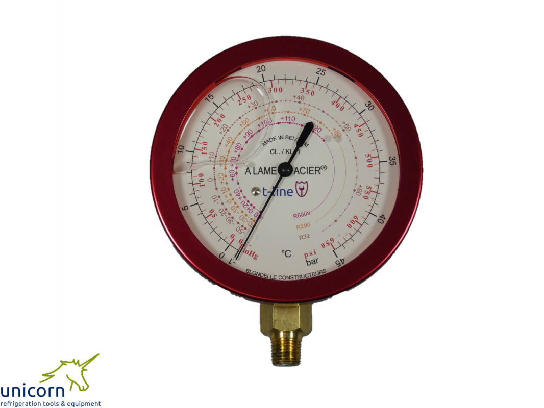 Compound Gauge HP Blondelle R32, R290, R600a silicon oil filled 80mm T-line