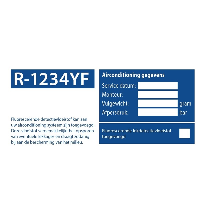 Label A/C service R1234yf